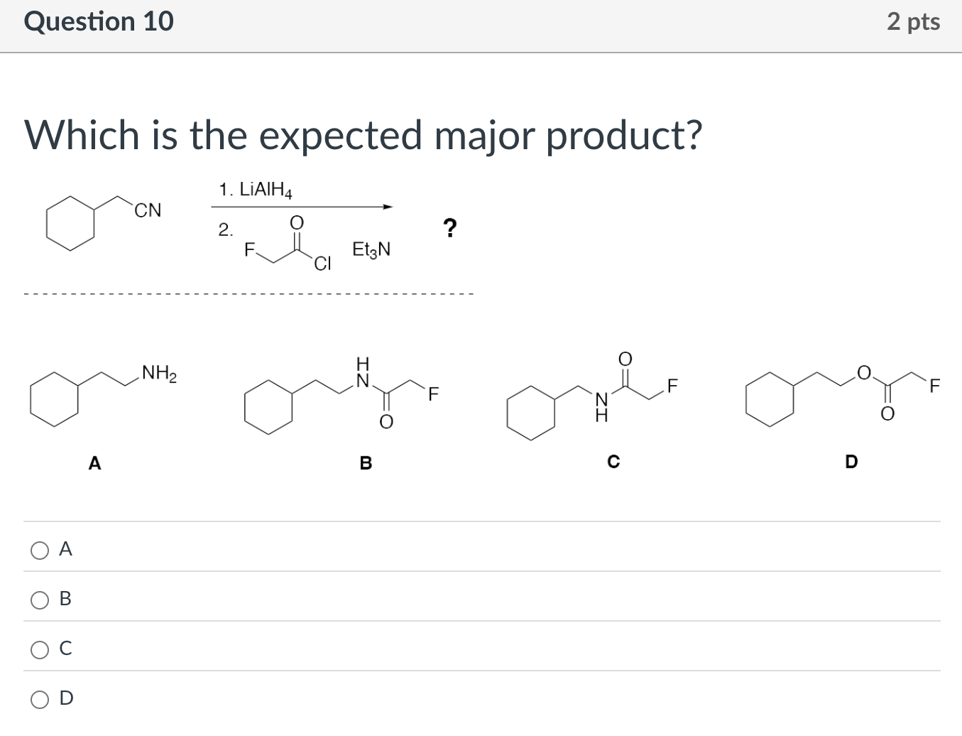 Solved Which is the expected major product?ACDABCD | Chegg.com