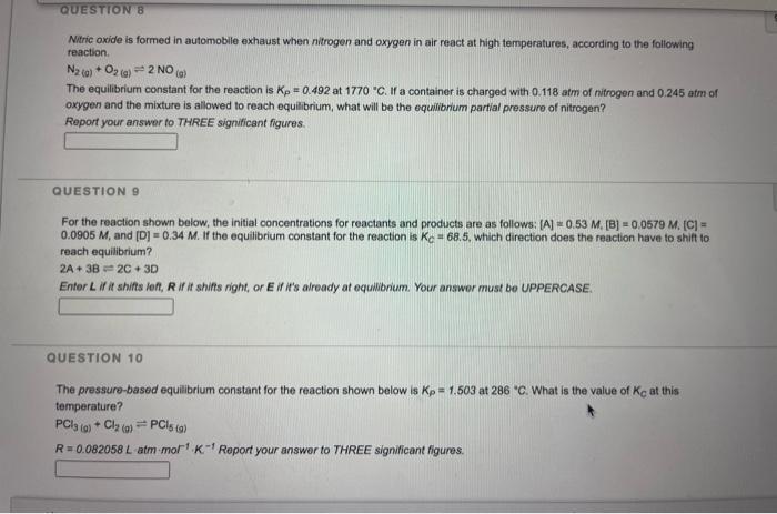 Solved QUESTION B Nitric oxide is formed in automobile | Chegg.com
