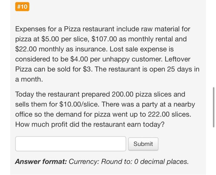 solved-10-expenses-for-a-pizza-restaurant-include-raw-chegg