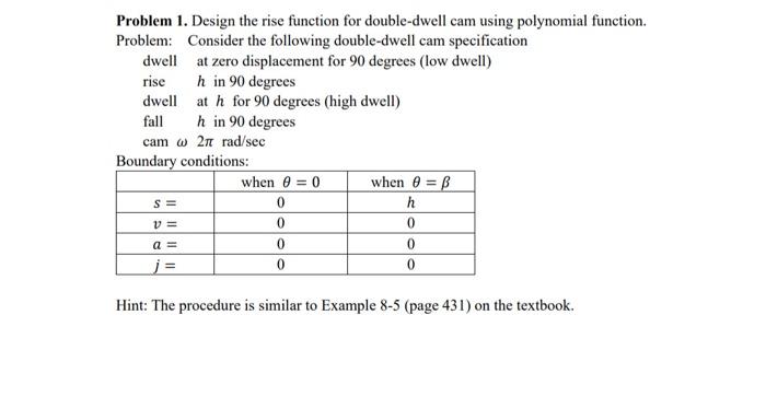 Solved Problem 1. Design the rise function for double-dwell | Chegg.com