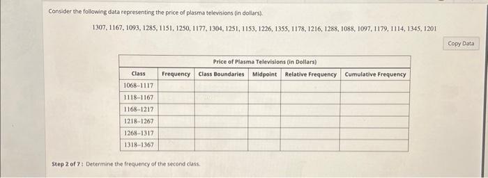 Solved Consider the following data representing the price of | Chegg.com