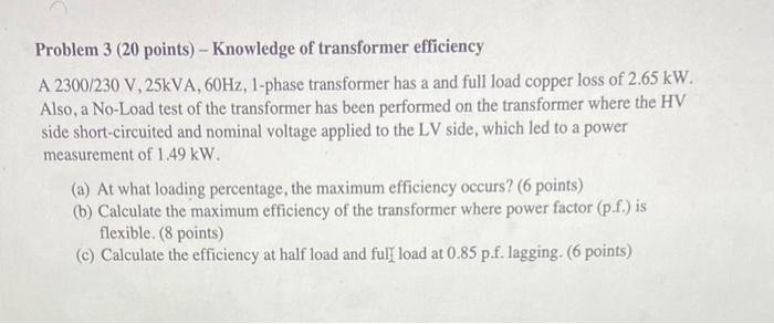 Solved Problem 3 (20 points) - Knowledge of transformer | Chegg.com