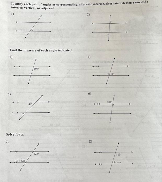 Solved Identify each pair of angles as corresponding,