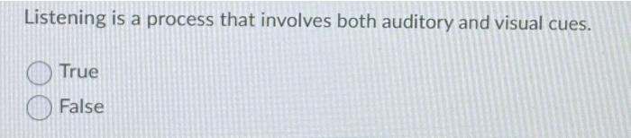 Solved Listening Is A Process That Involves Both Auditory | Chegg.com