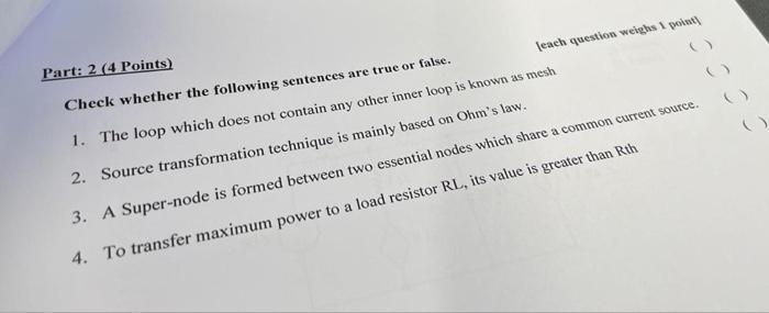 Solved Check whether the following sentences are true or | Chegg.com