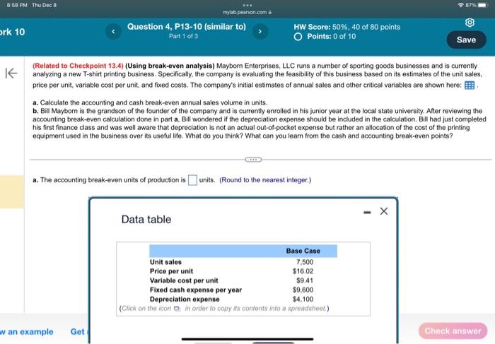 Solved (Related To Checkpoint 13.4) (Using Break-even | Chegg.com