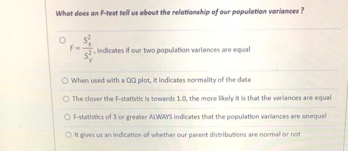 Solved What does an F-test tell us about the relationship of | Chegg.com