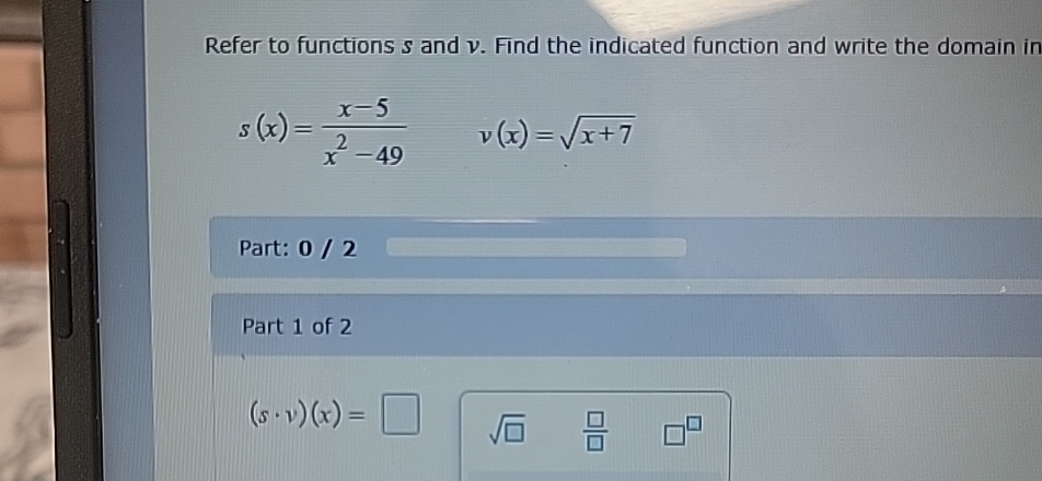 Solved Refer to functions s ﻿and v. ﻿Find the indicated | Chegg.com
