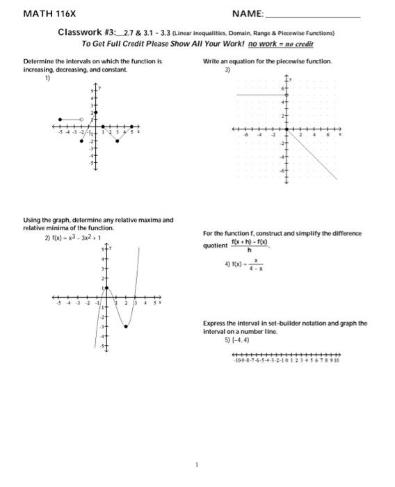 Solved Classwork \#3:_2.7 \& 3.1−3.3 (Linear inequalities, | Chegg.com