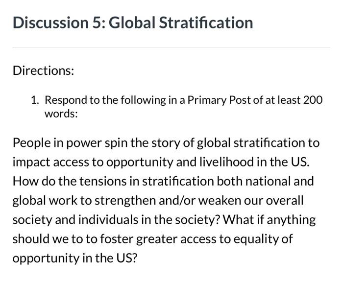 what is global stratification