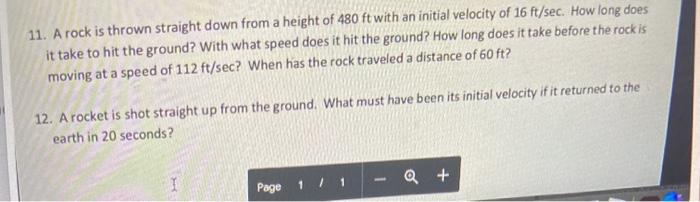 Solved 11. A rock is thrown straight down from a height of | Chegg.com