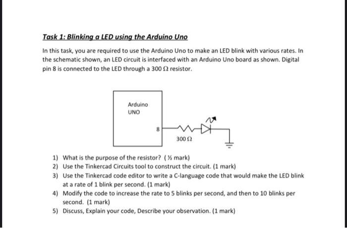 Solved Task 1: Blinking a LED using the Arduino Uno In this | Chegg.com