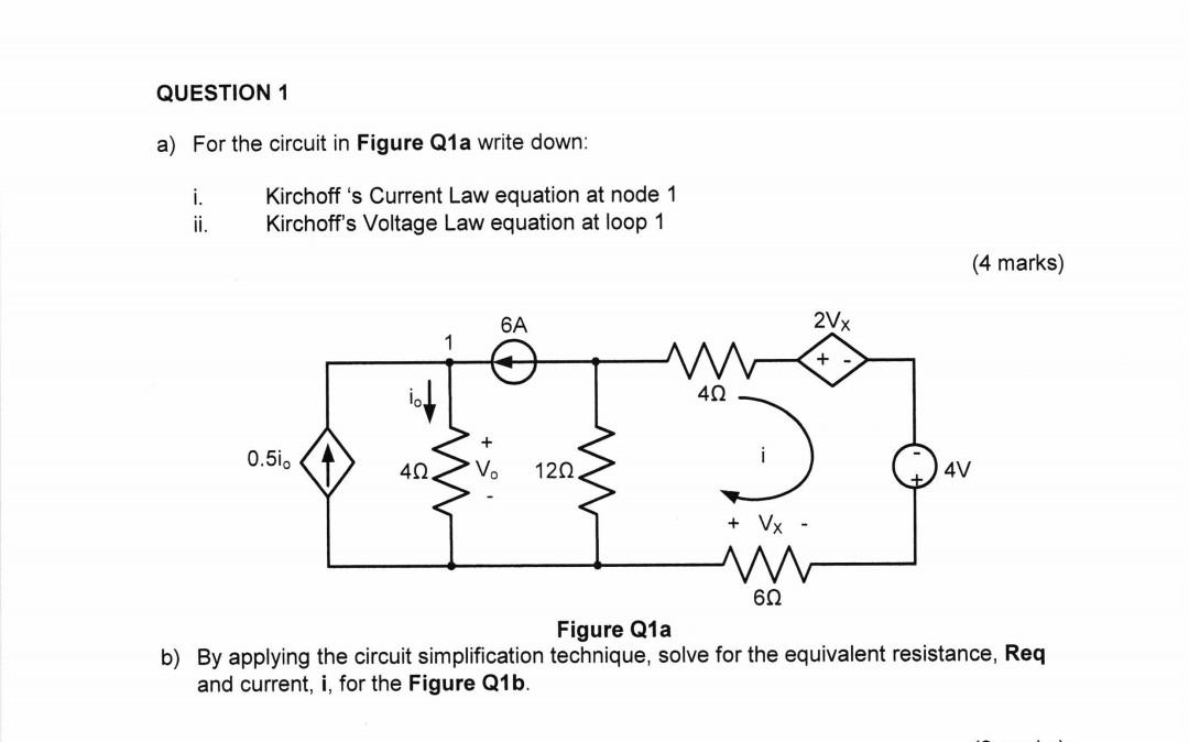 Solved A) For The Circuit In Figure Q1a Write Down: I. | Chegg.com