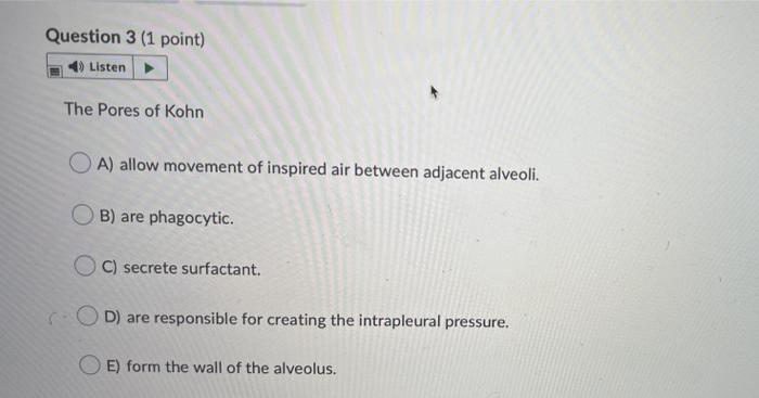 Solved Question 3 (1 point) Listen The Pores of Kohn OA) | Chegg.com