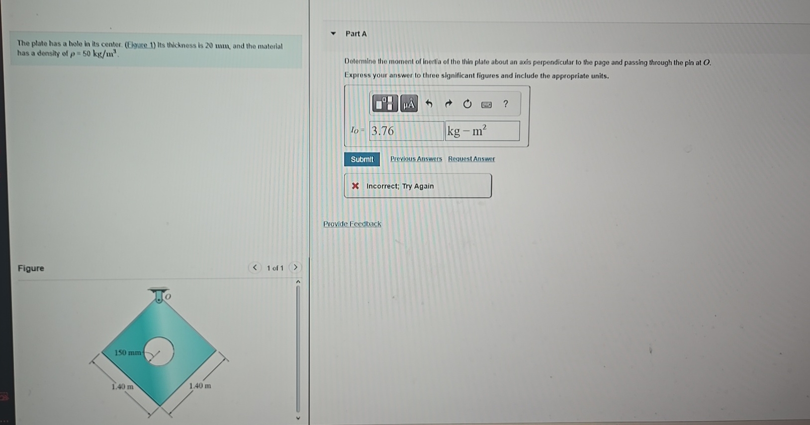Solved The plate has a hole in its center. (Elgure 1) ﻿Its | Chegg.com