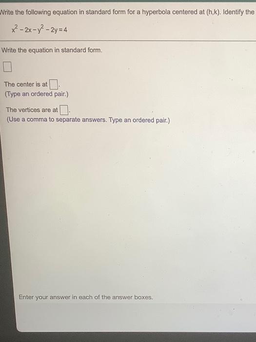 Solved Write the following equation in standard form for a | Chegg.com