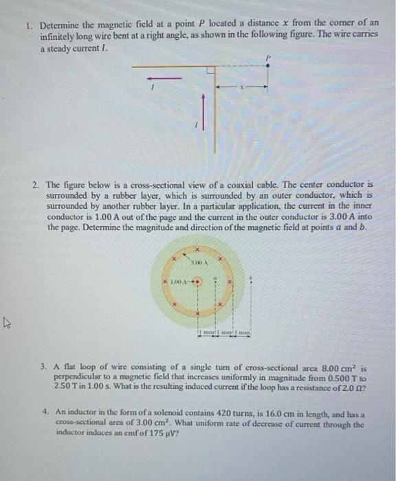 Solved 1. Determine the magnetic field at a point P located | Chegg.com