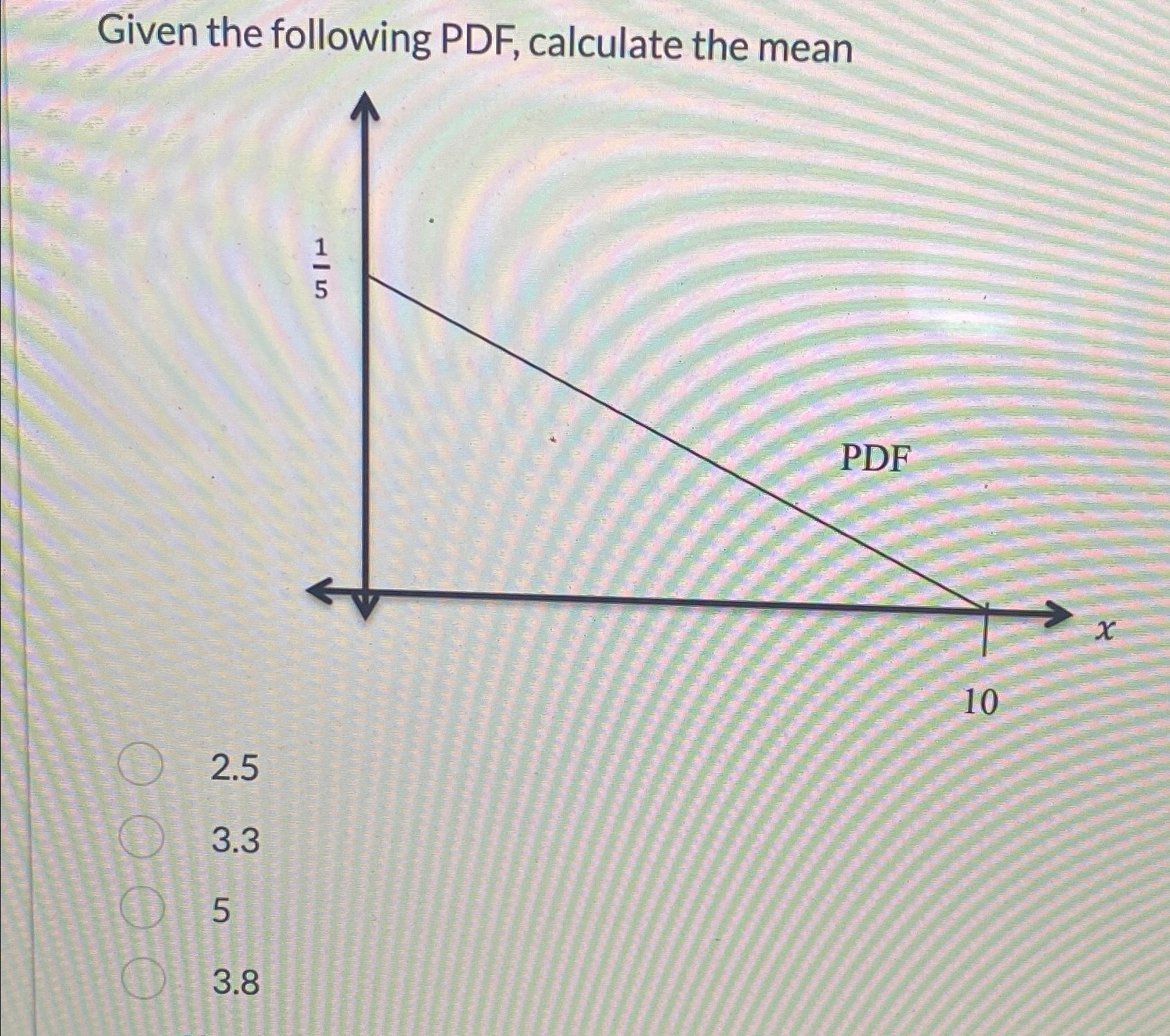 Solved Given the following PDF, ﻿calculate the | Chegg.com