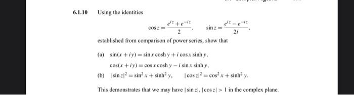 Solved 6.1.10 Using the identities | Chegg.com