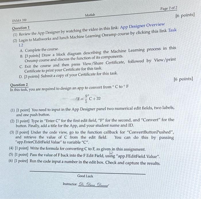 Question 1 (1) Review the App Designer by watching | Chegg.com