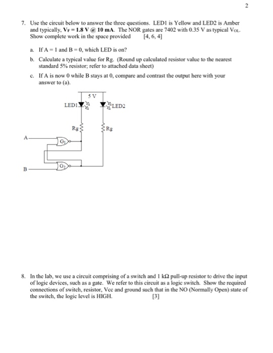 Solved 7. Use the circuit below to answer the three | Chegg.com