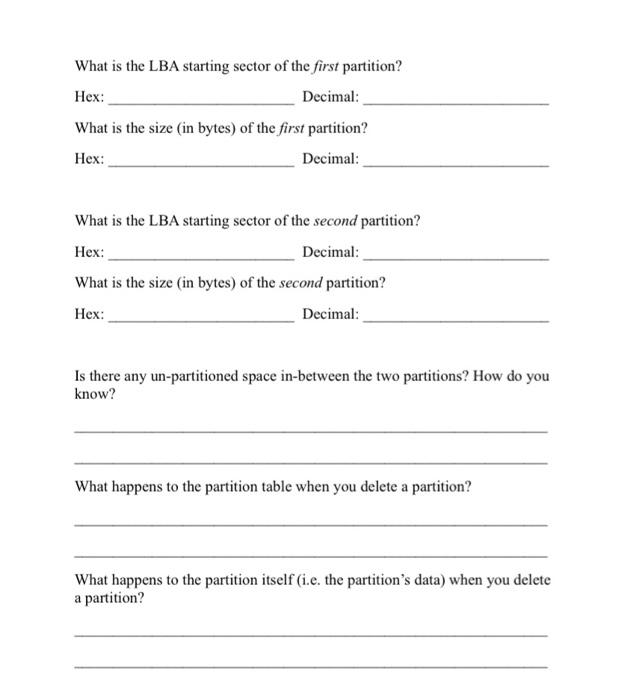Solved Partition Table Examination In-Class Exercise | Chegg.com