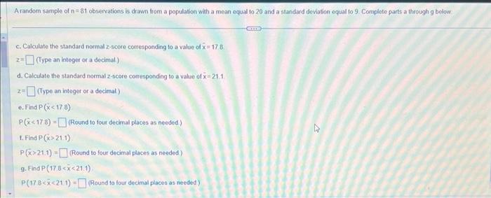 Solved A random sample of n=81 observations is drawn from a | Chegg.com