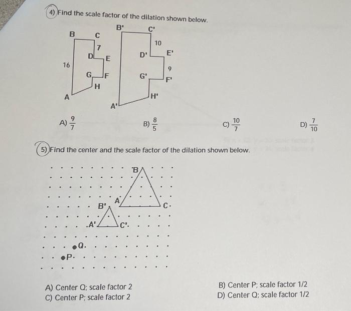 What Is The Scale Factor The Dilation Shown Below