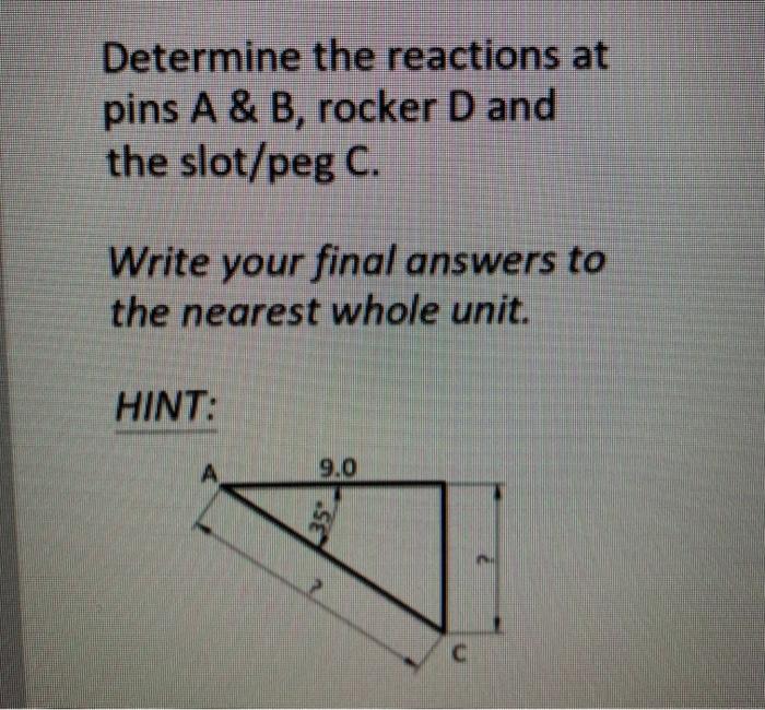 Solved Determine the reactions at pins A & B, rocker D and | Chegg.com