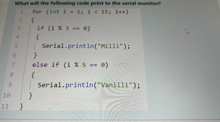 Solved What will the following code print to the serial | Chegg.com