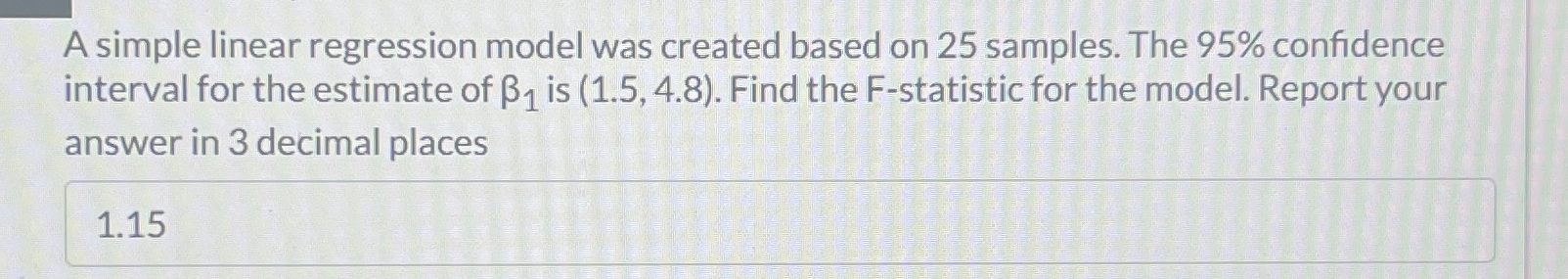 Solved A simple linear regression model was created based on | Chegg.com