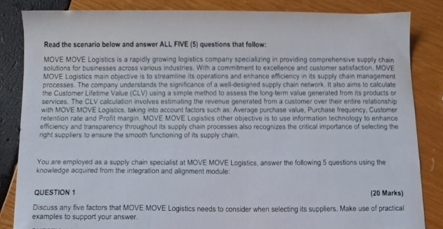 Solved Read the scenario below and answer ALL FIVE (5) | Chegg.com