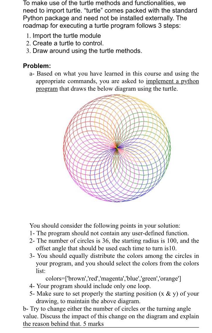 Solved To make use of the turtle methods and | Chegg.com