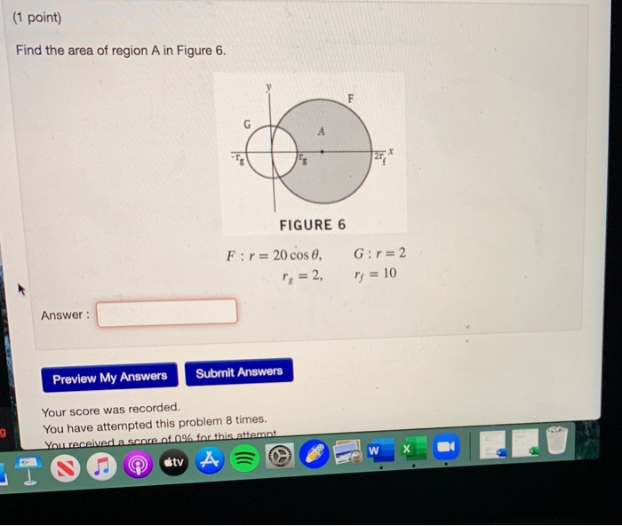 Solved (1 point) Find the area of region A in Figure 6. | Chegg.com