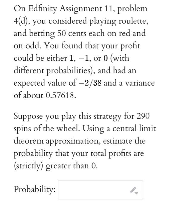 Solved On Edfinity Assignment 11, Problem 4(d), You | Chegg.com