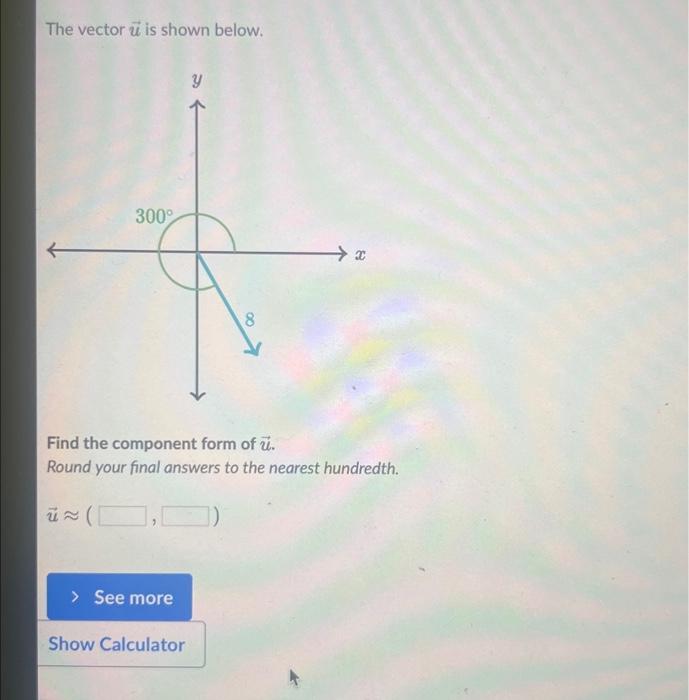Solved The vector u is shown below. Find the component form | Chegg.com