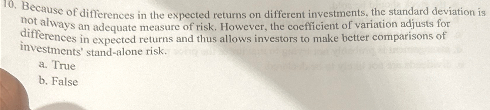 Solved Because of differences in the expected returns on | Chegg.com