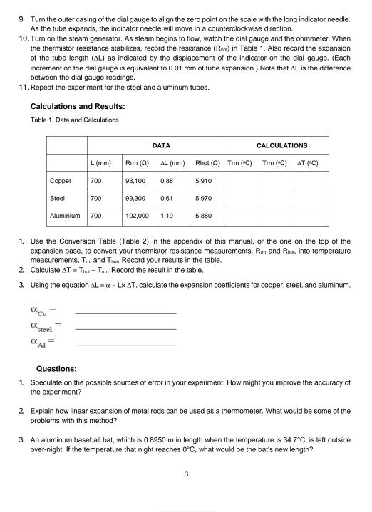 thermal expansion experiment pdf