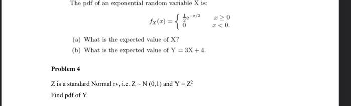Solved The pdf of an exponential random variable X is: fx | Chegg.com