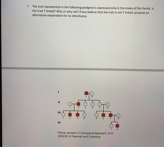 Solved 7. The trait represented in the following pedigree is | Chegg.com