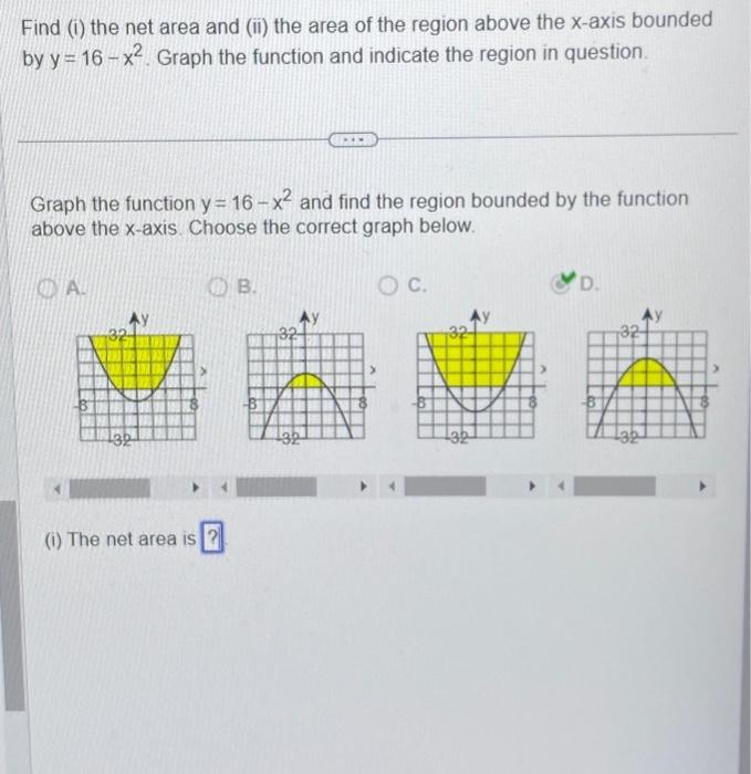 Solved Find (i) the net area and (ii) the area of the region | Chegg.com