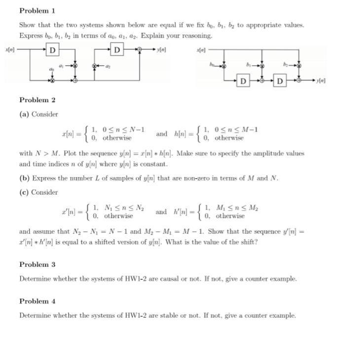 Solved Problem 1 Show that the two systems shown below are | Chegg.com