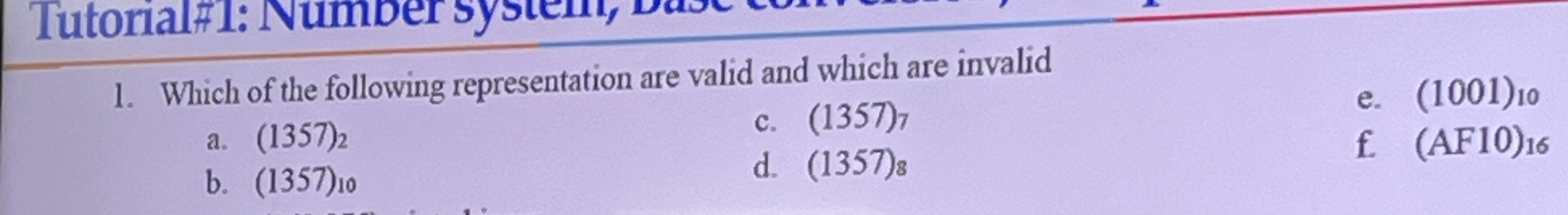 Solved Which of the following representation are valid and | Chegg.com
