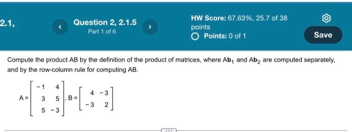 Solved Compute The Product Ab By The Definition Of The 1931