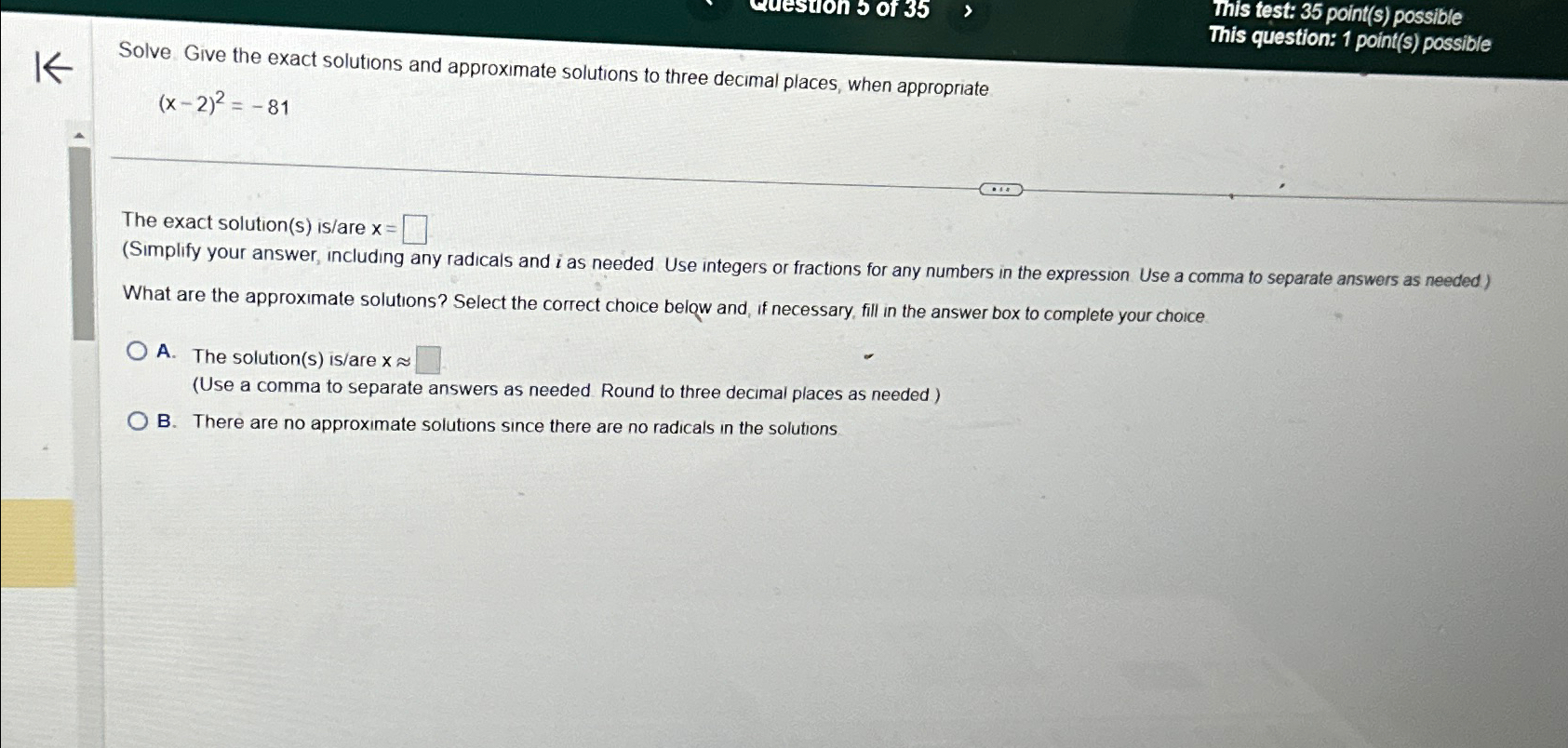 Solved This test: 35 ﻿point(s) ﻿possibleThis question: 1 | Chegg.com