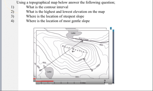 Solved Using a topographical map below answer the following | Chegg.com