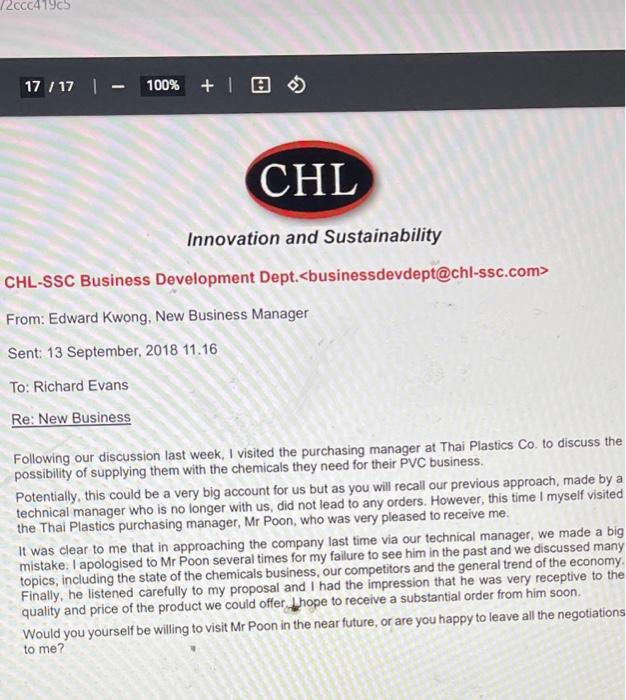 CHL Innovation and Sustainability CHL-SSC Finance | Chegg.com