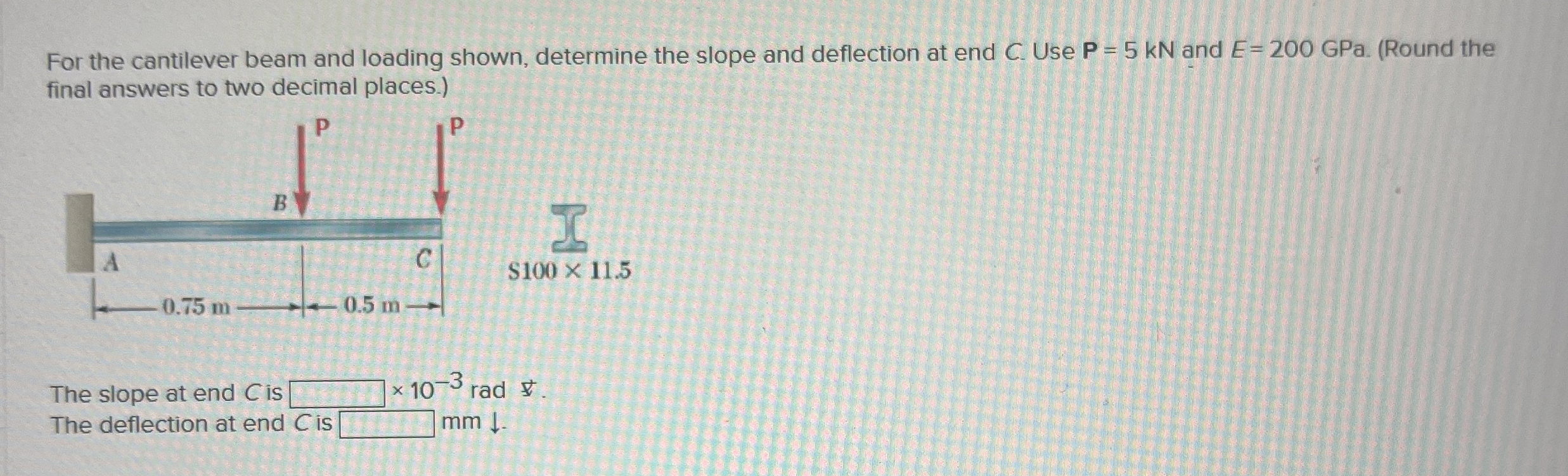 Solved For the cantilever beam and loading shown, determine | Chegg.com