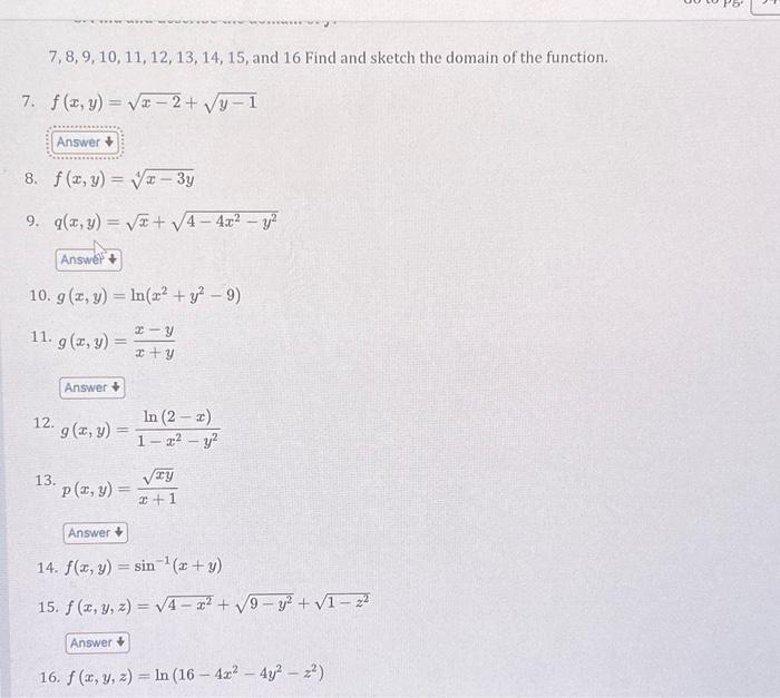 Solved 7,8,9,10,11,12,13,14,15, and 16 Find and sketch the | Chegg.com