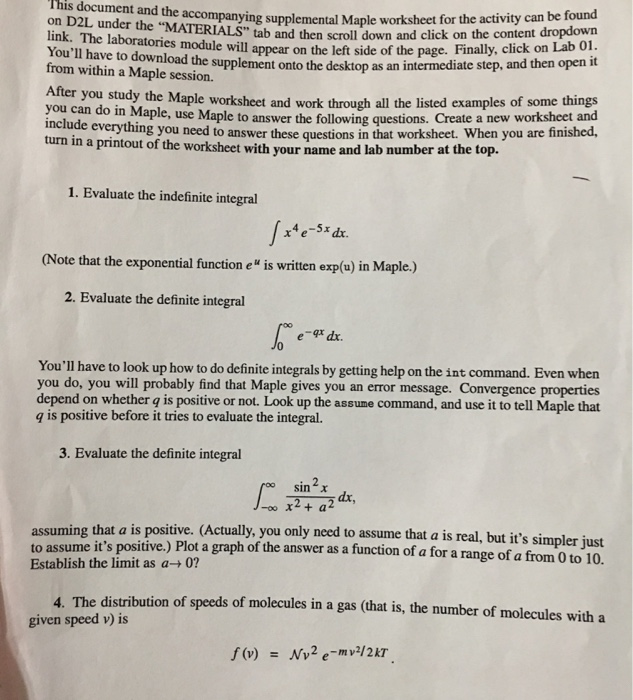Solved This document and the accompanying supplemental Maple | Chegg.com